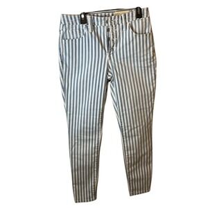 Universal Thread Blue Striped High Rise Skinny Jeans Button‎ Fly Womens Size 4